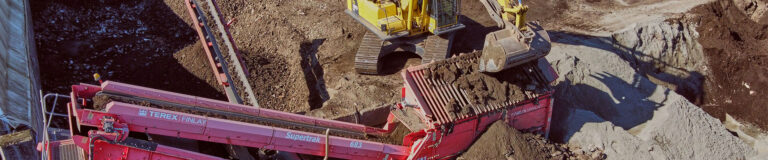 An overhead shot of a construction site.