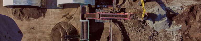 An overhead shot of a construction site.