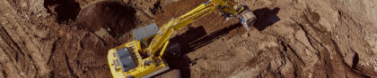 An overhead shot of equipment at a construction site.