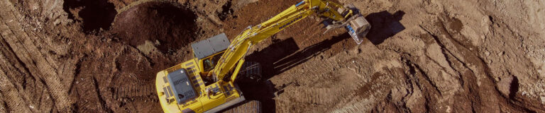 An overhead shot of equipment at a construction site.