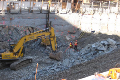 A machine in action at a construction site.
