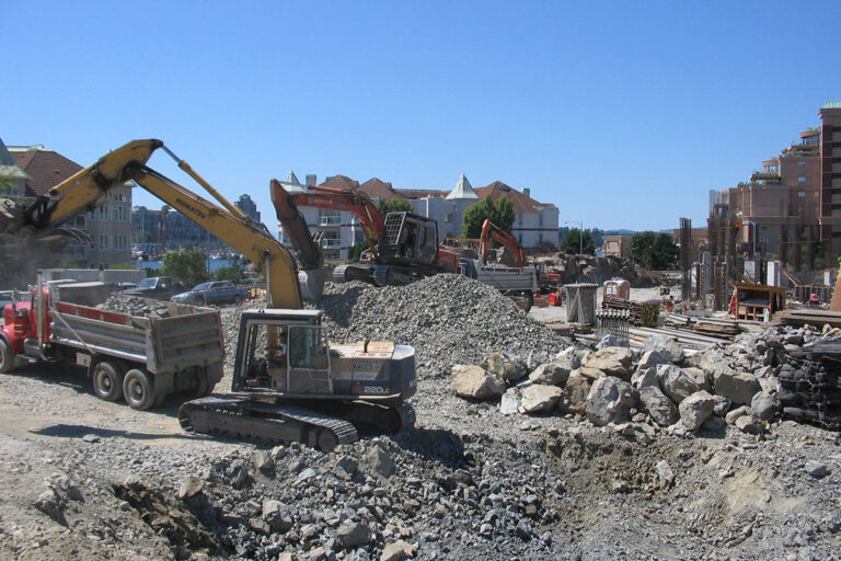 Machinery work at a construction site.